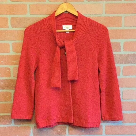 Talbots Womens Red Cardigan Sweater Tie Front Small - Picture 1 of 7